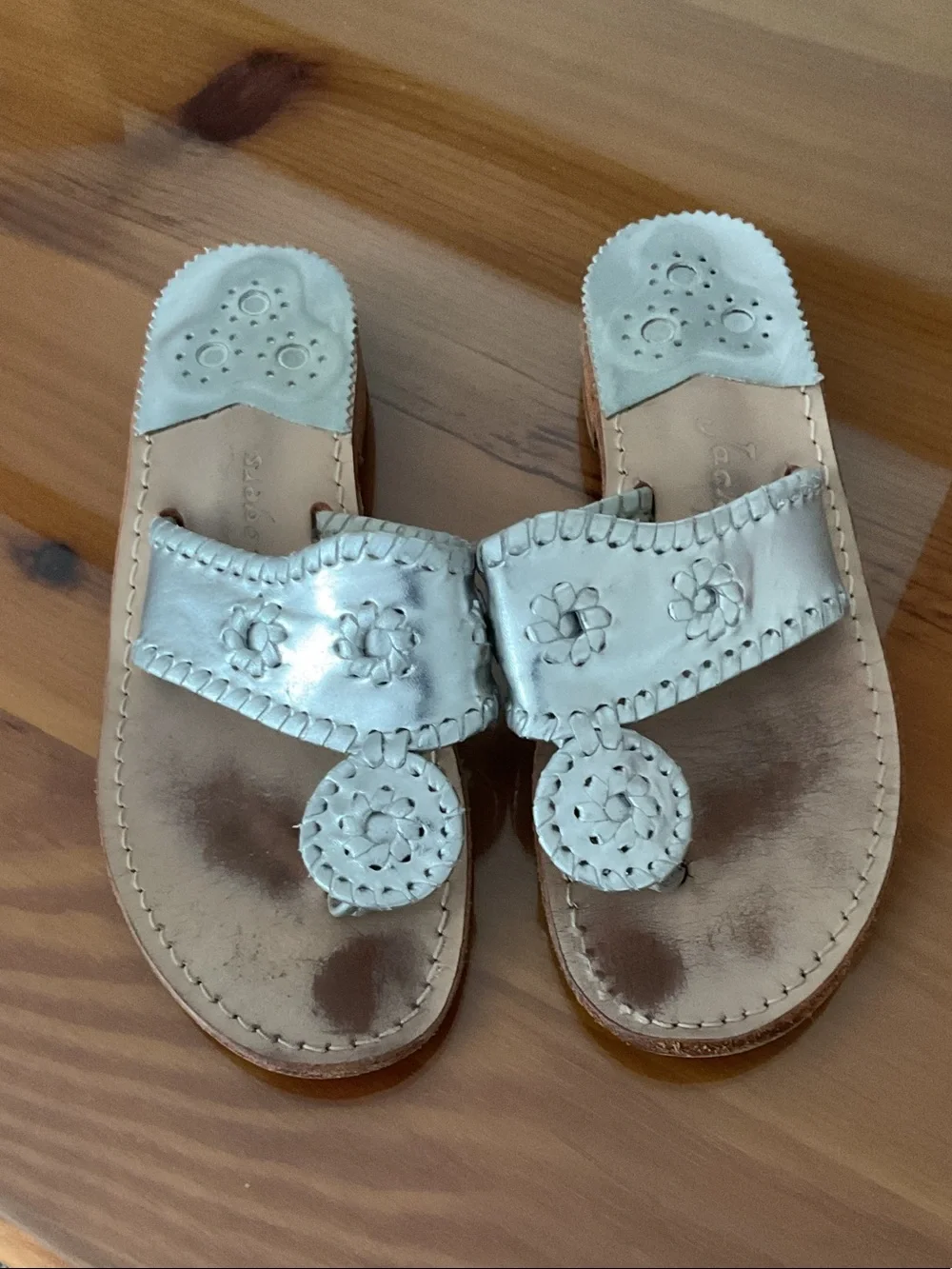 Jack Rogers silver Leather Thong Sandals
